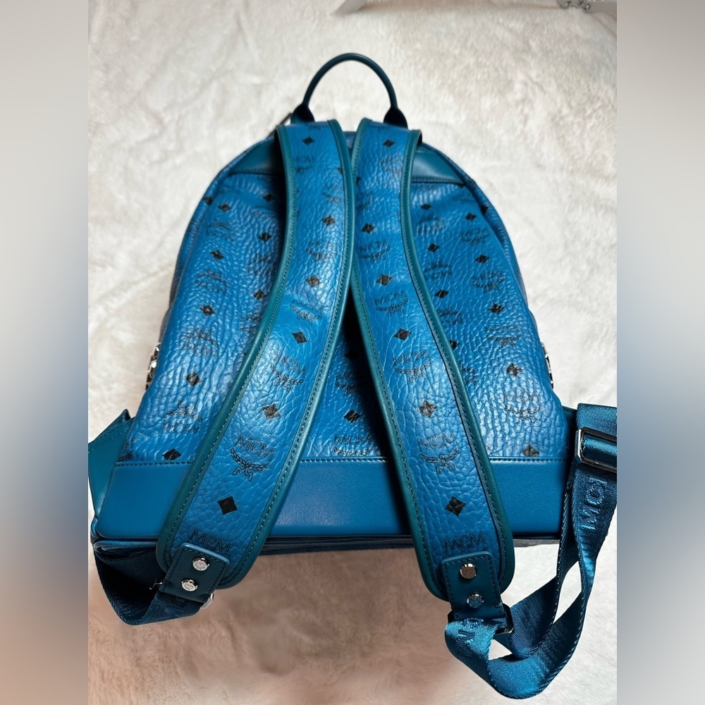 MCM blue Leather Backpack with studs brand new with tag - Picture 4 of 16